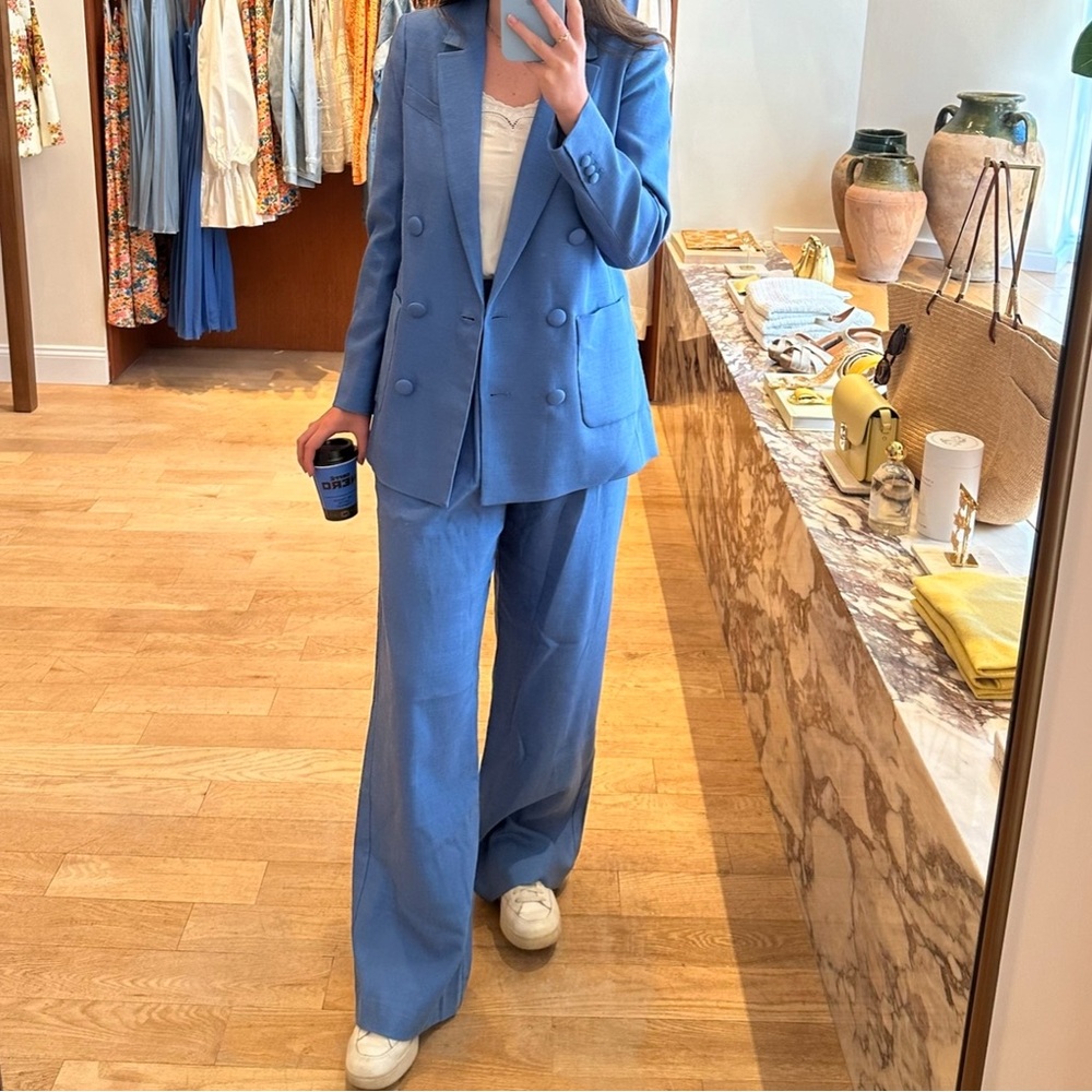 Sézane light blue jacket & trousers
